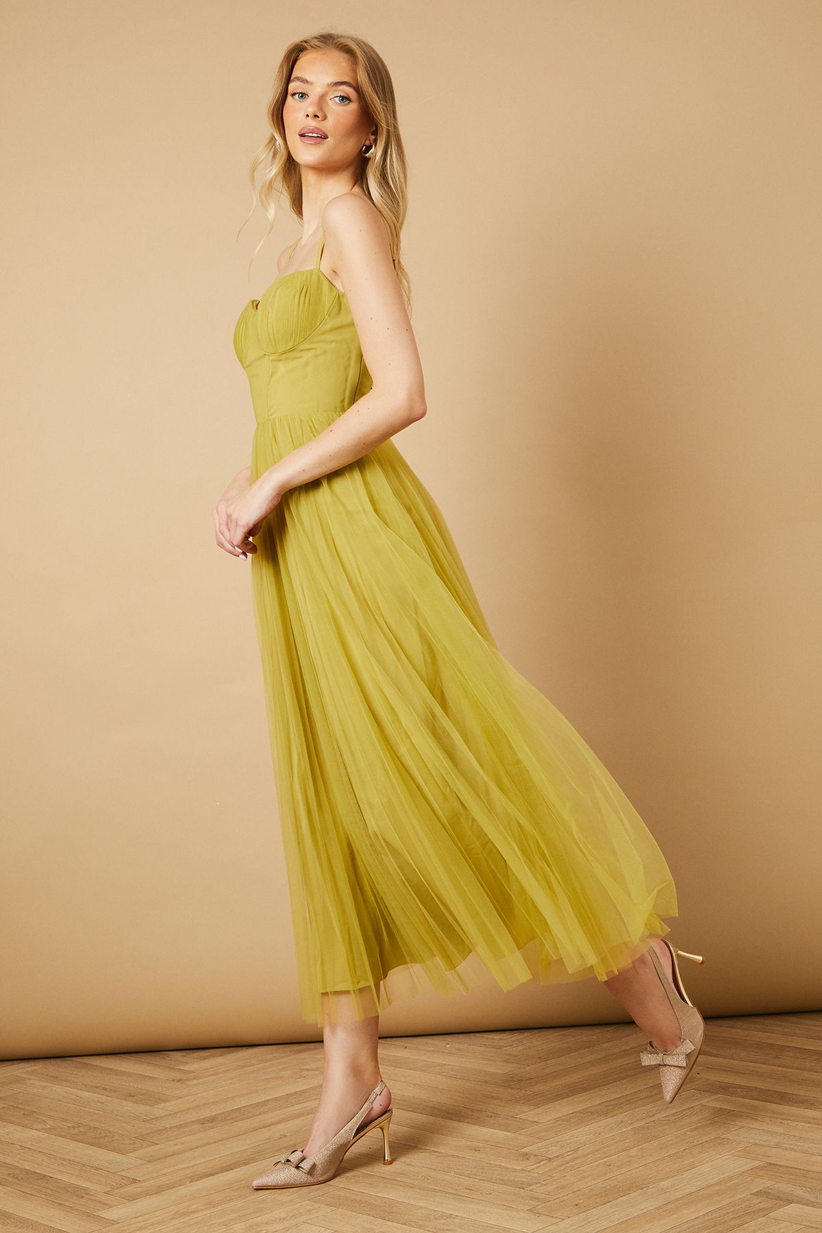 Oasis Brina Glitter Bow Detail Slingback High Stiletto Heel Court Shoes Gold image 2