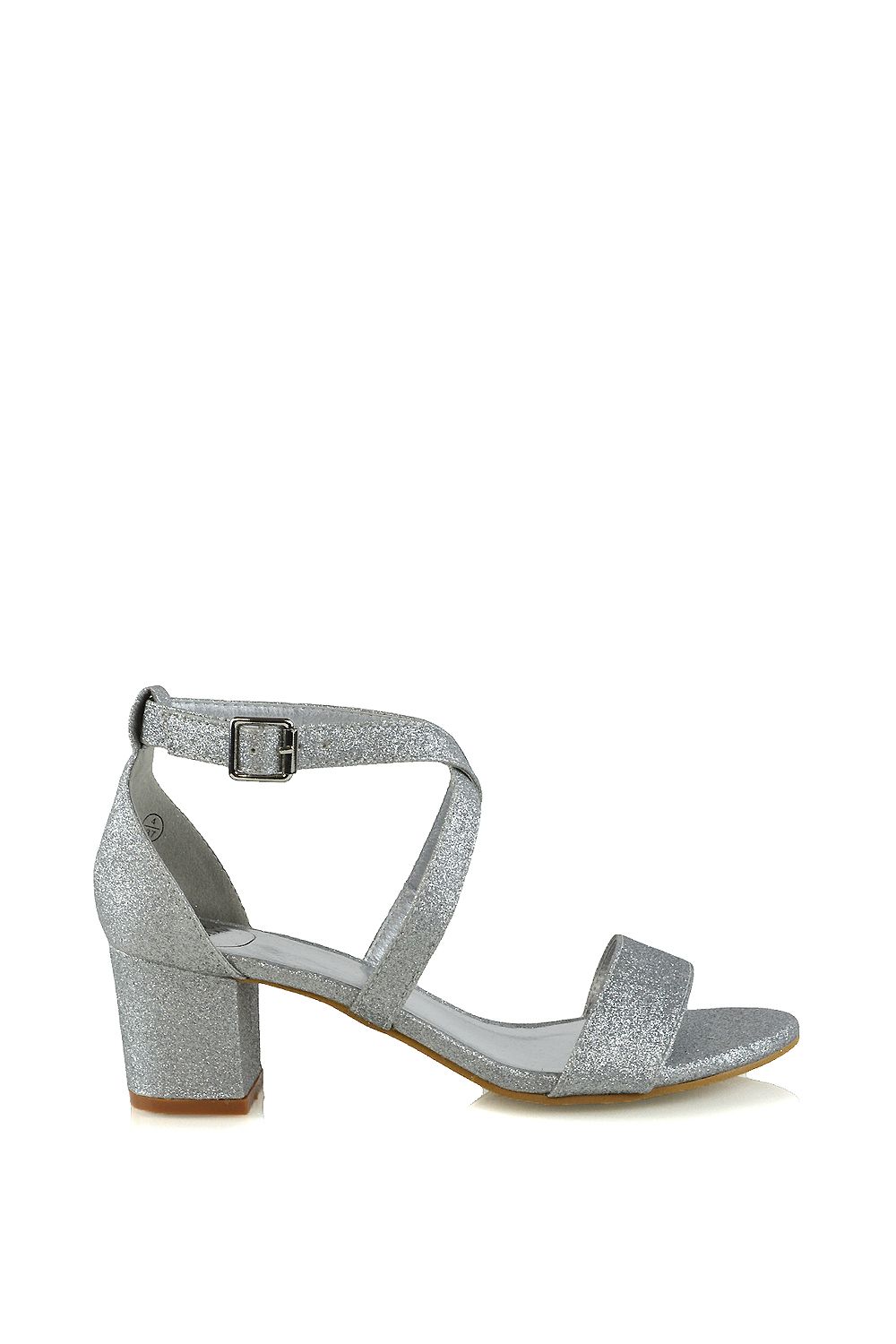 XY London 'Jordyn' Cross Over Buckle Strap Chunky Low Block Heels
