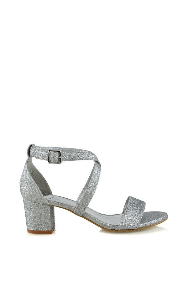 XY London 'Jordyn' Cross Over Buckle Strap Chunky Low Block Heels