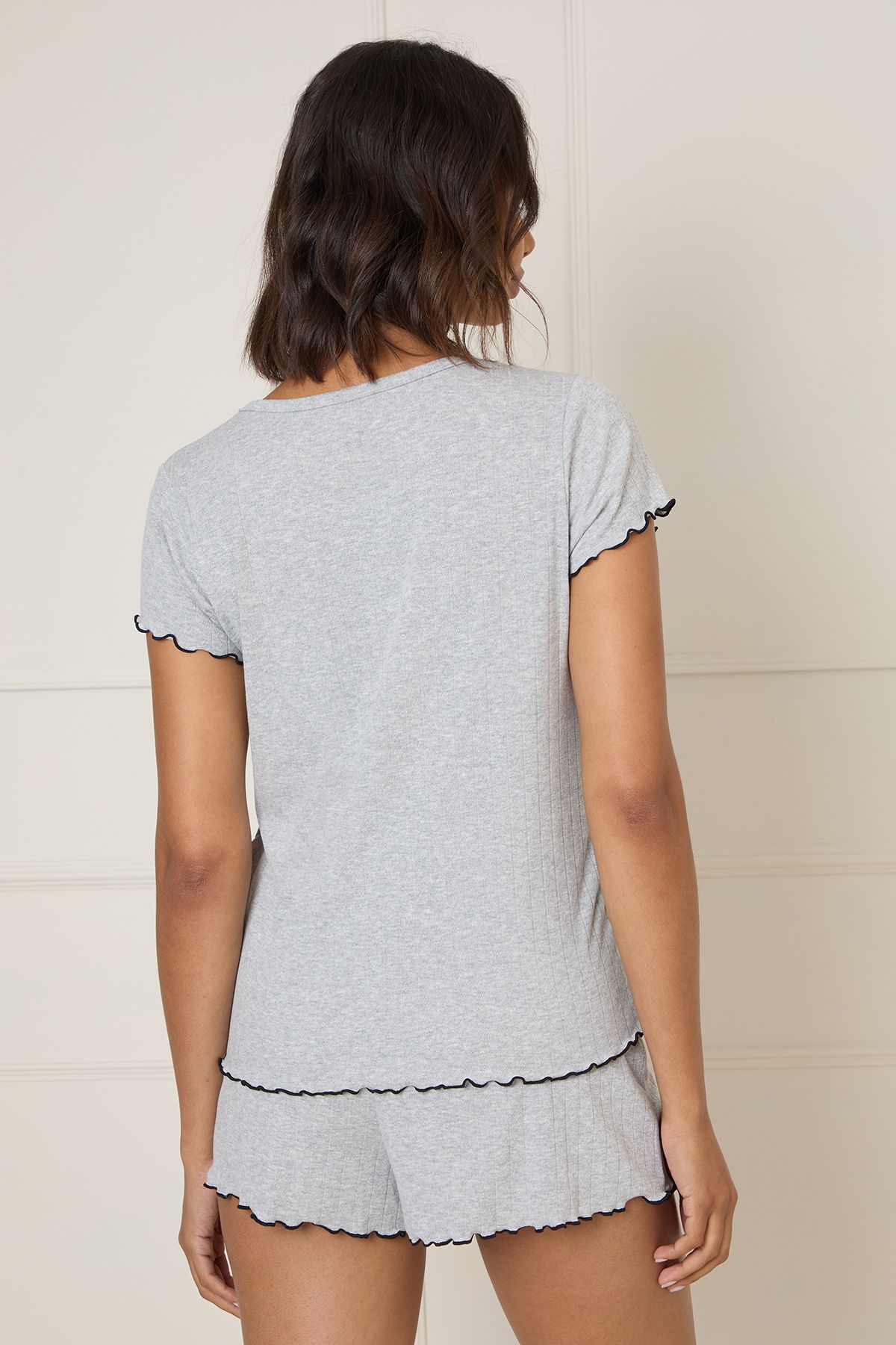 Dorothy Perkins Pointelle Jersey Short Set Grey image 3