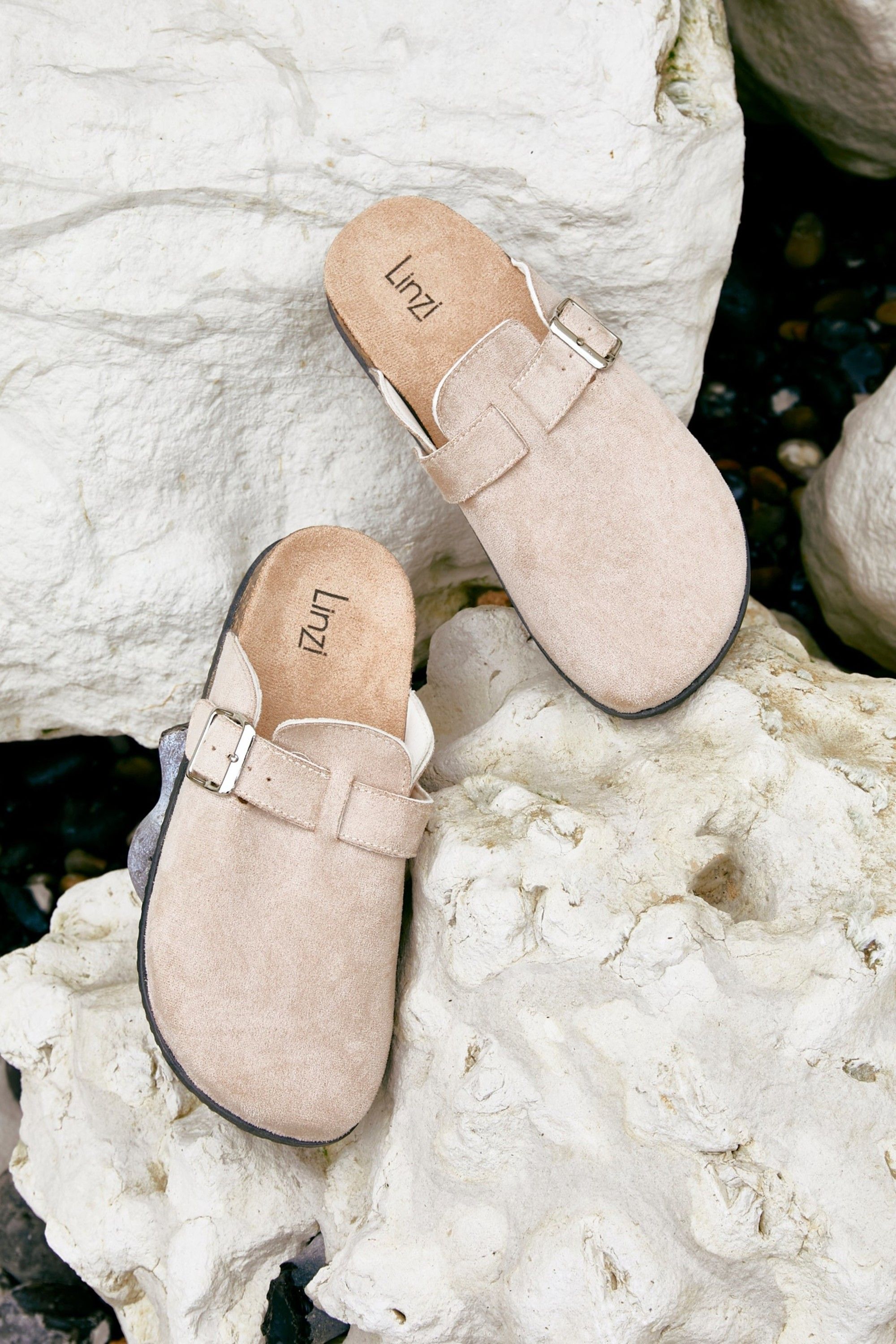 Linzi Honour Beige Faux Suede Clog Sandals image 2