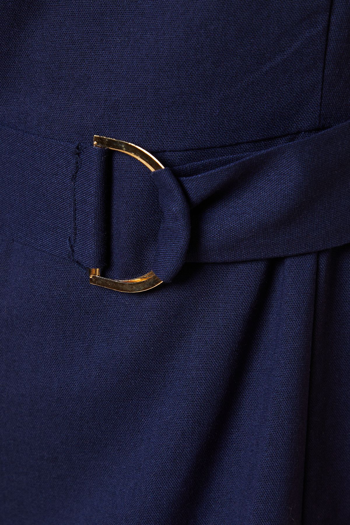 Dorothy Perkins Petite Linen Belted Sleeveless Midi Dress Navy image 5