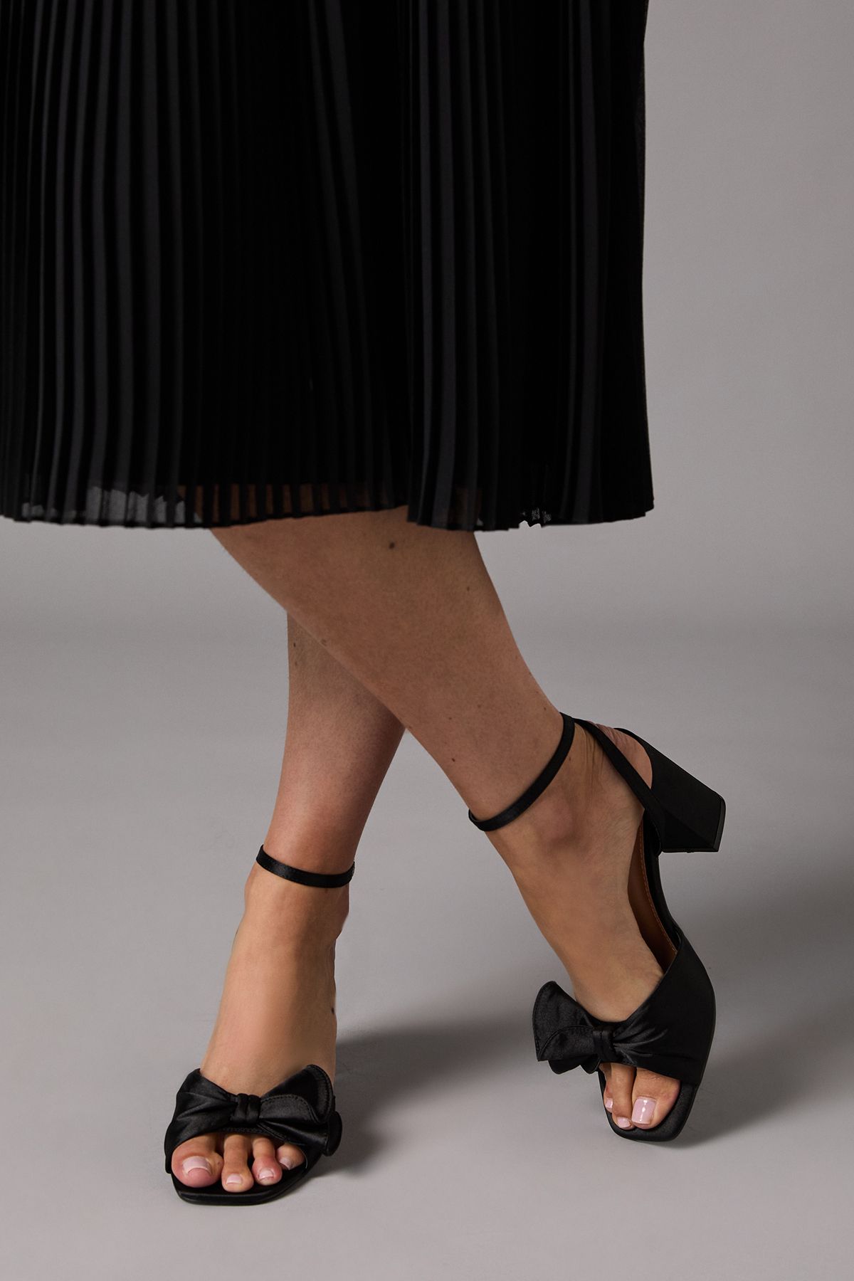 Coast Tina Satin Soft Ruffle High Block Heel Sandals Black image 1