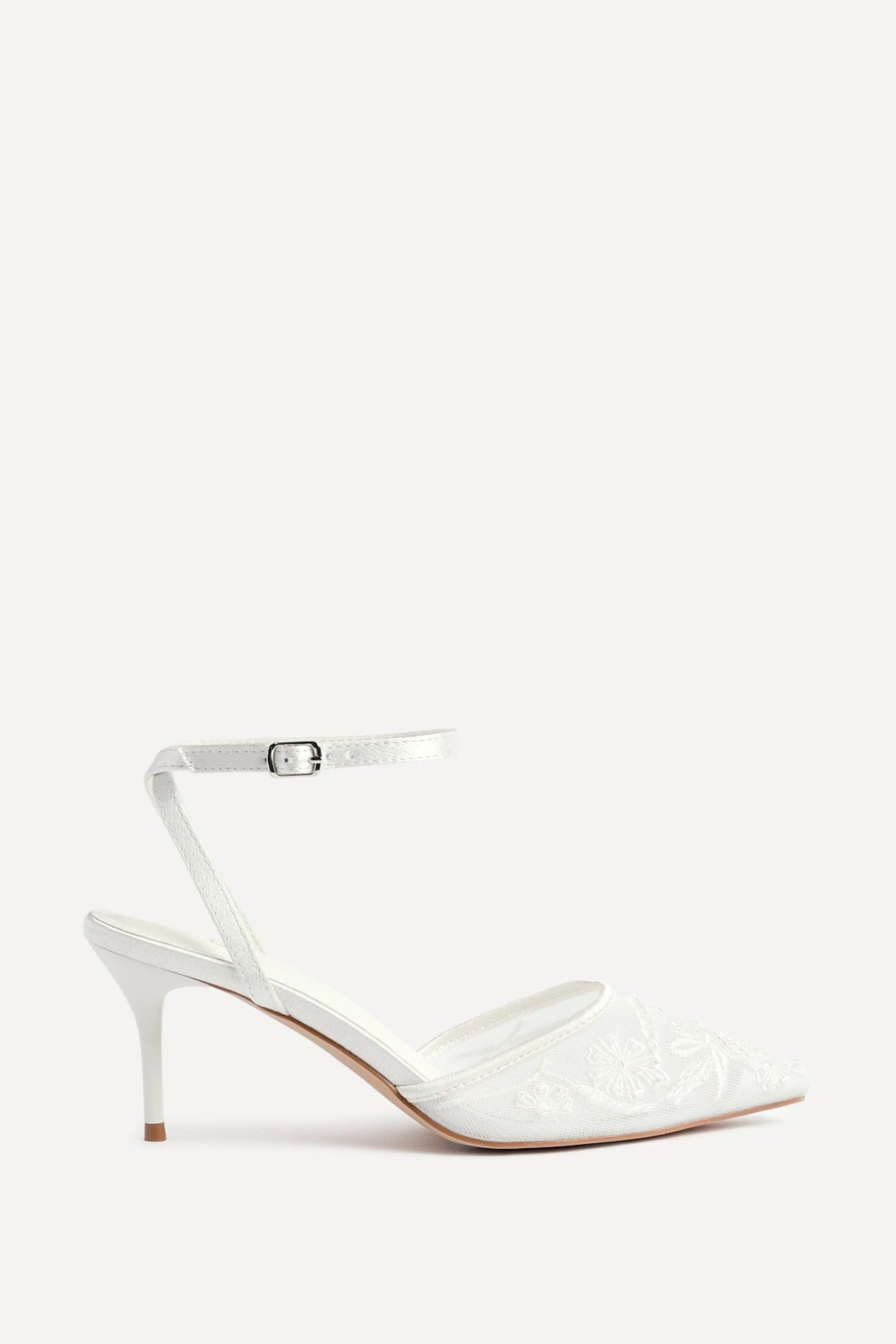 Linzi Serenade Bridal Ivory Satin Beaded Mesh Court Heels