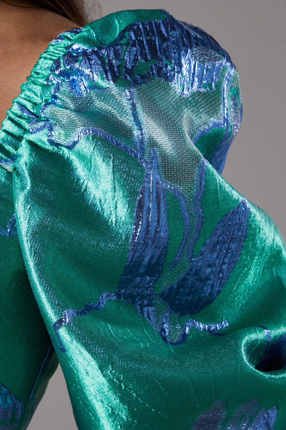 Coast Bubble Sleeve Jacquard Dress Green image 5