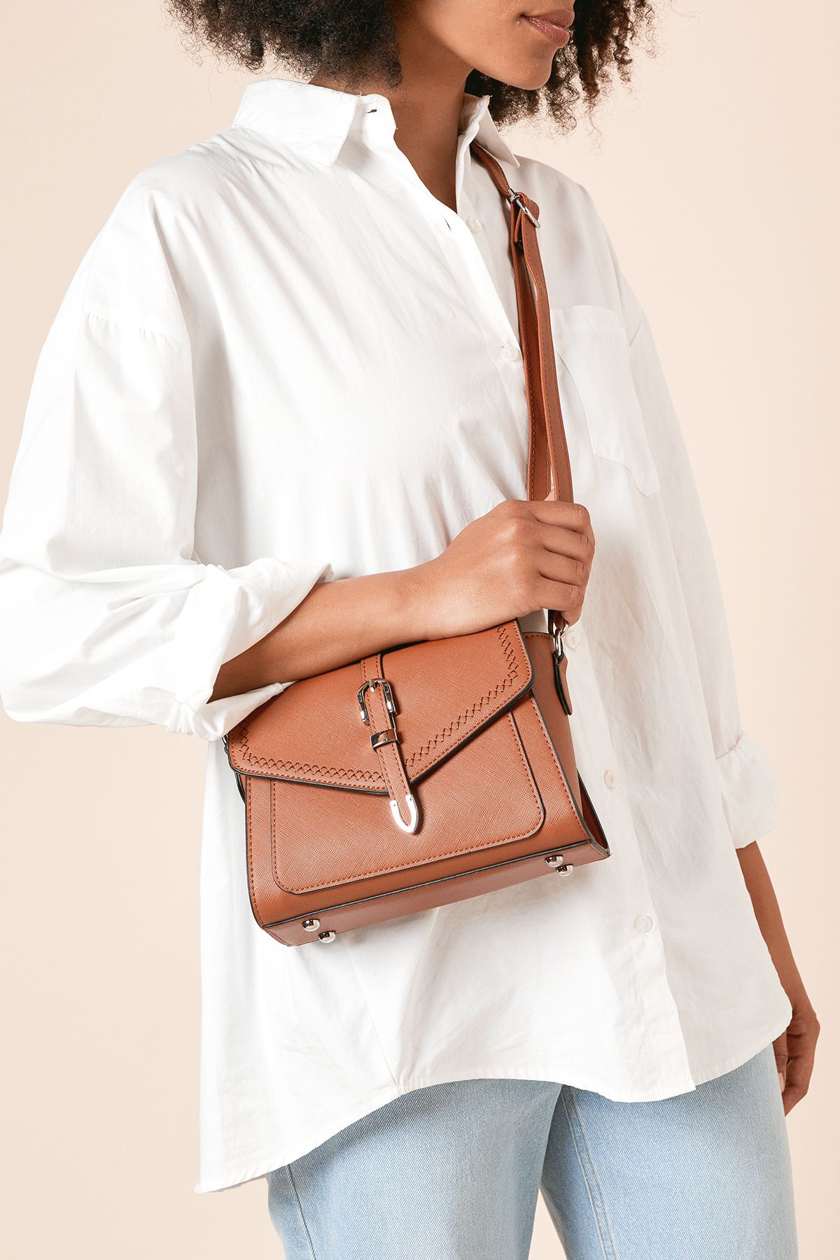 Dorothy Perkins Ivy Crossbody Bag With Buckle Detail Tan image 2