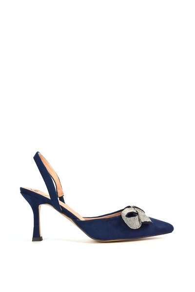 XY London 'Victoria' Diamante Bow Stiletto Slingback High Heel Shoes