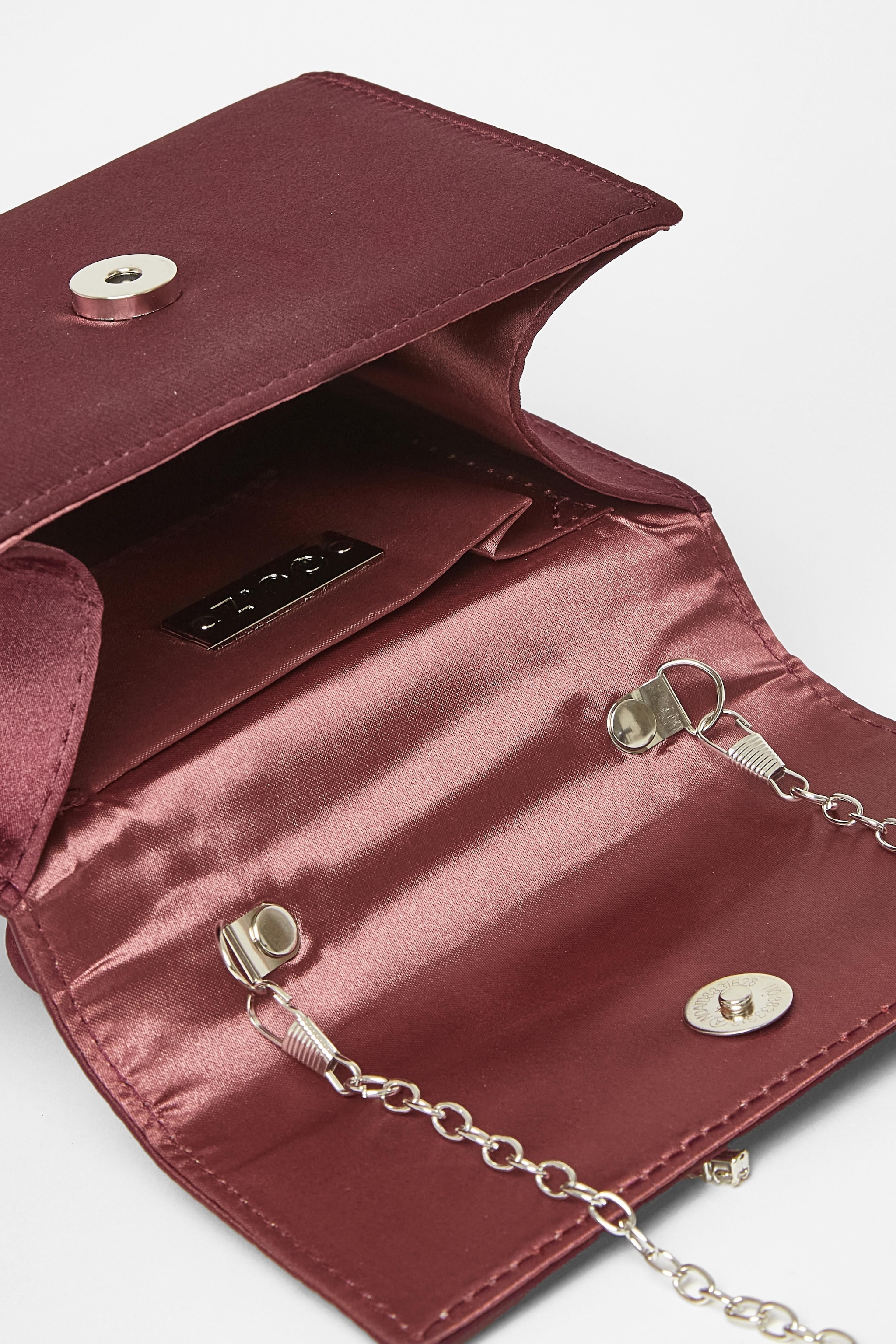 Quiz Burgundy Diamante Bow Top Handle Bag image 2