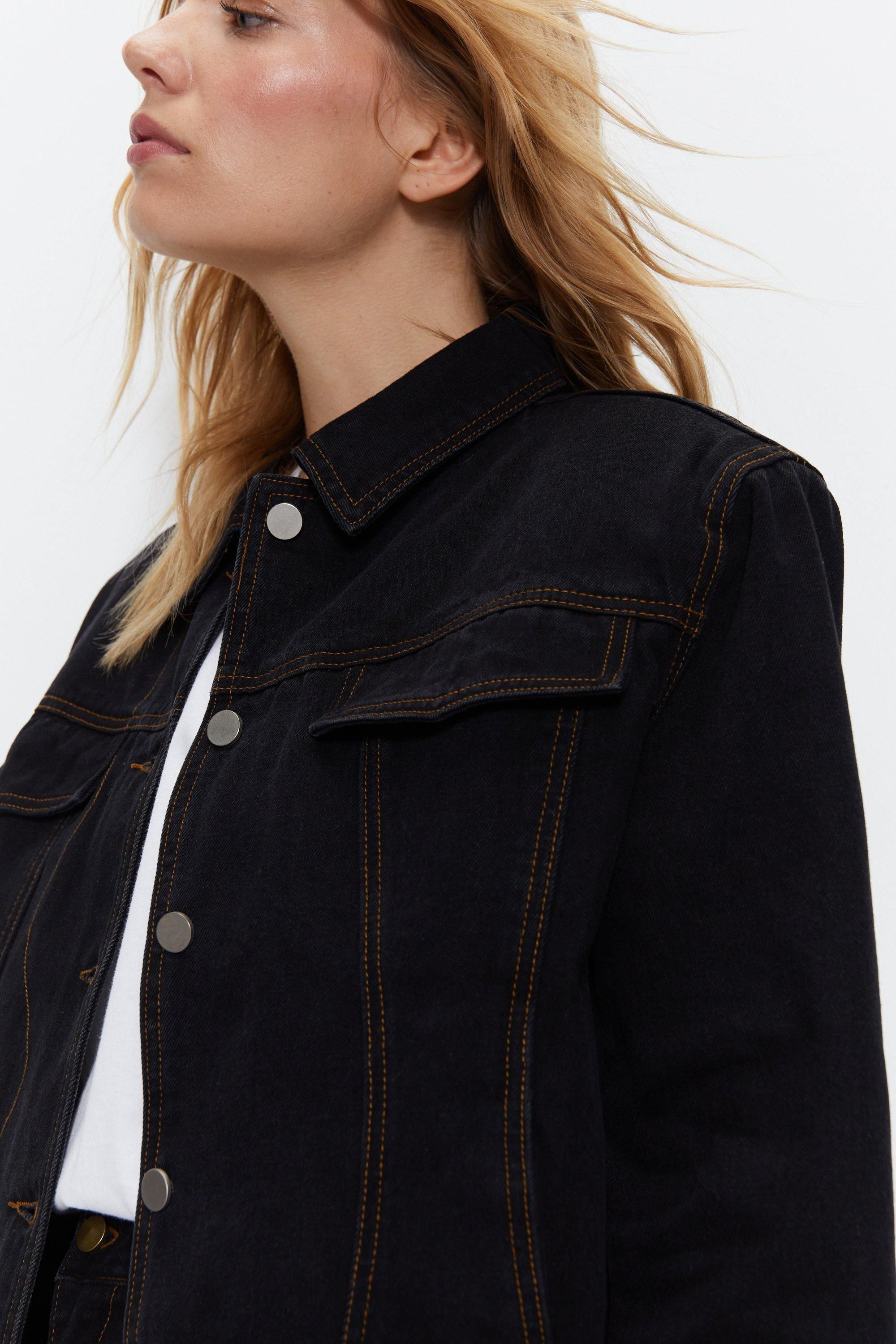 Warehouse Panelled Denim Jacket Black image 2