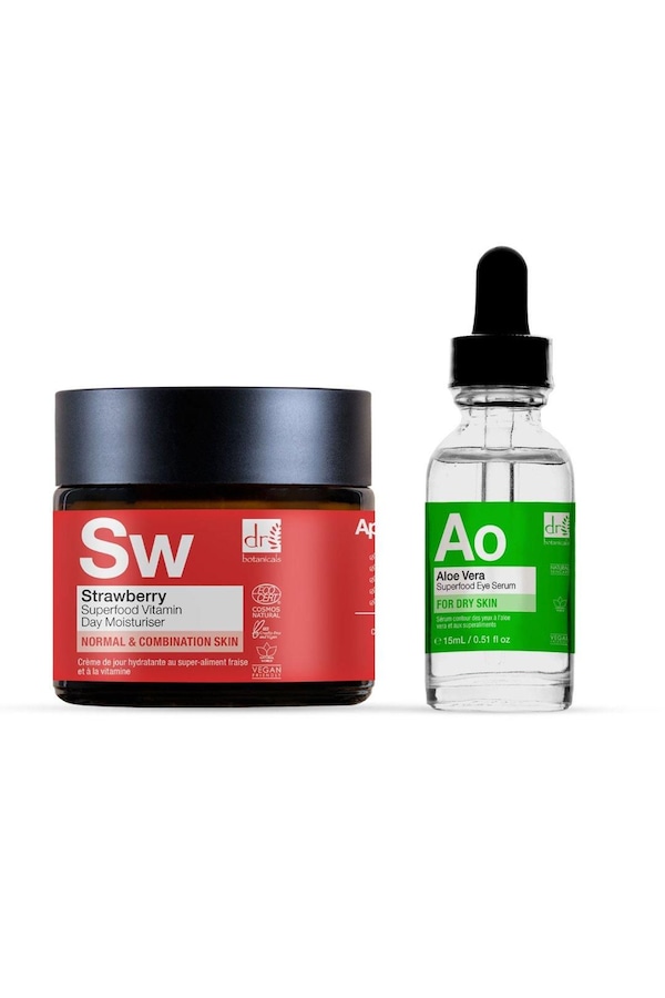Dr. Botanicals Anti-Ageing Strawberry Vitamin C Day Cream 60ml + Aloe Vera Eye Serum 15ml