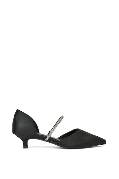 XY London 'Laura' Diamante Strap Kitten Heel Pointed Toe Court Shoes