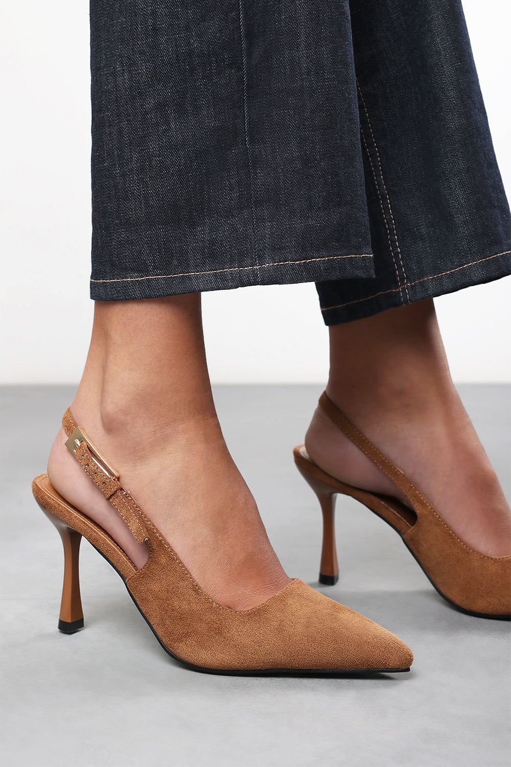 Where's That From 'Tiana' Suede Pointed Toe Sling Back Mid Heel with Buckle Strap image 2