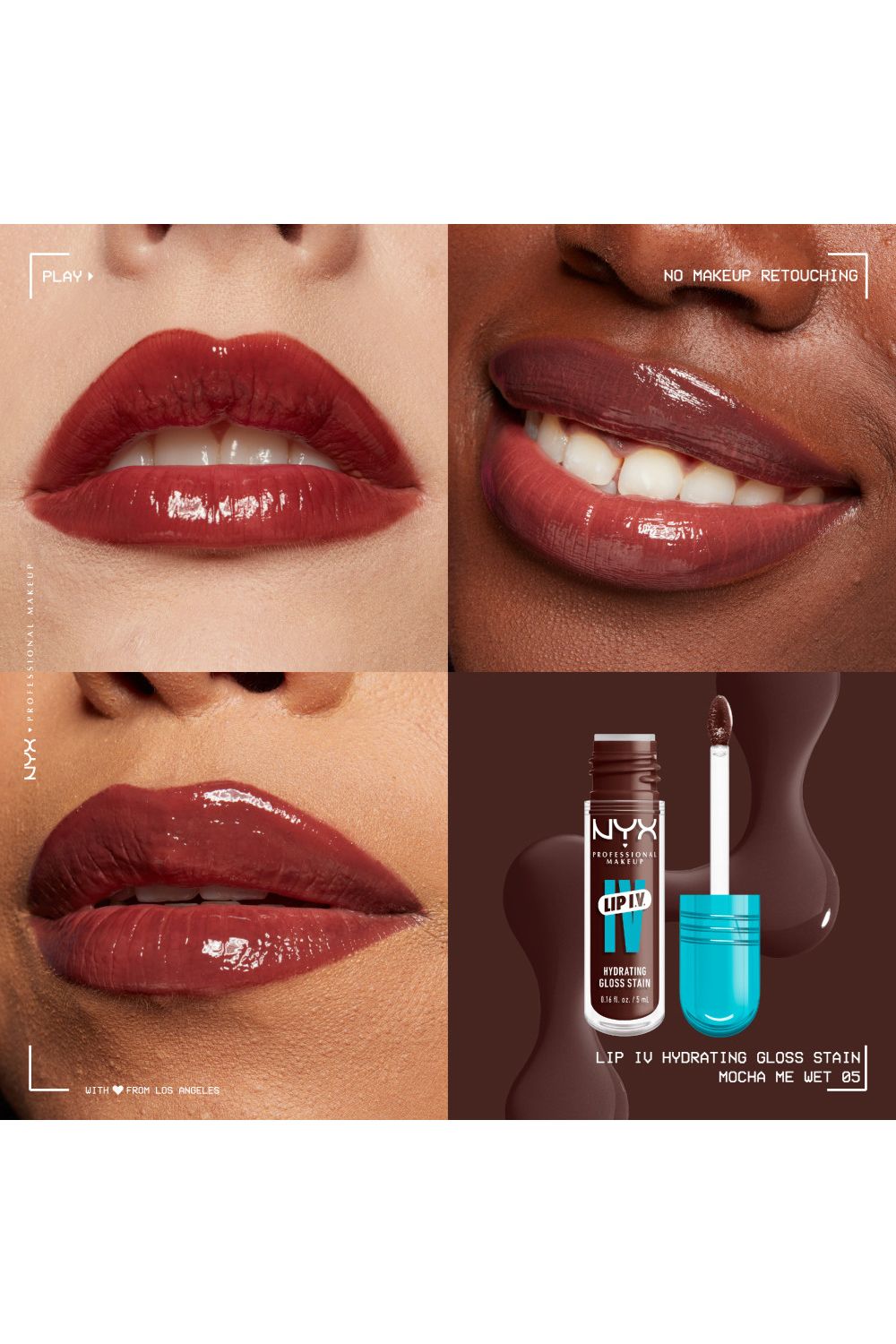 NYX Professional Makeup Lip IV Hydrating Gloss Stain, Lip Gloss 5ml Mocha Me Wet image 4