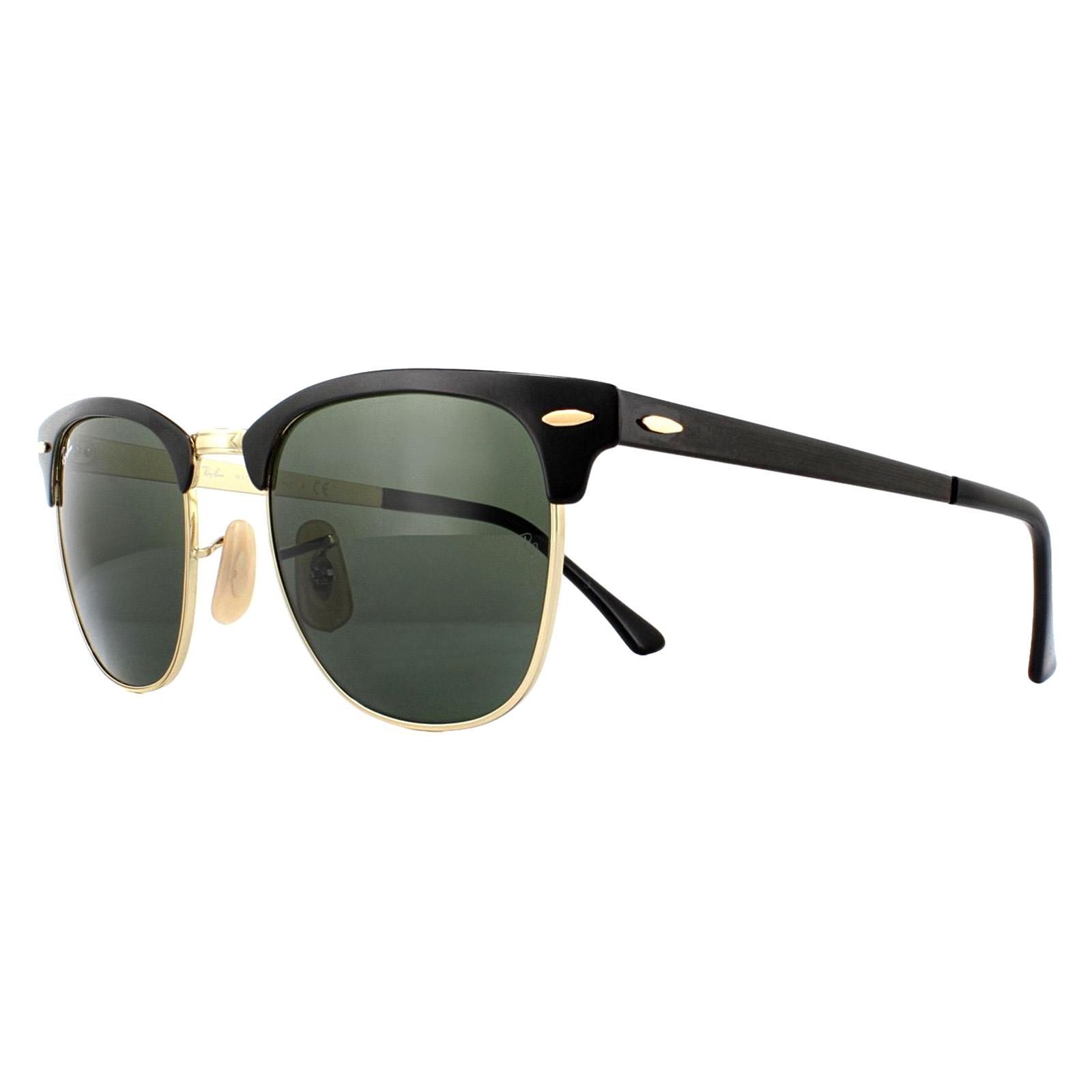 Ray-Ban Round Gold Top On Black Green Clubmaster Metal RB3716 Sunglasses image 2