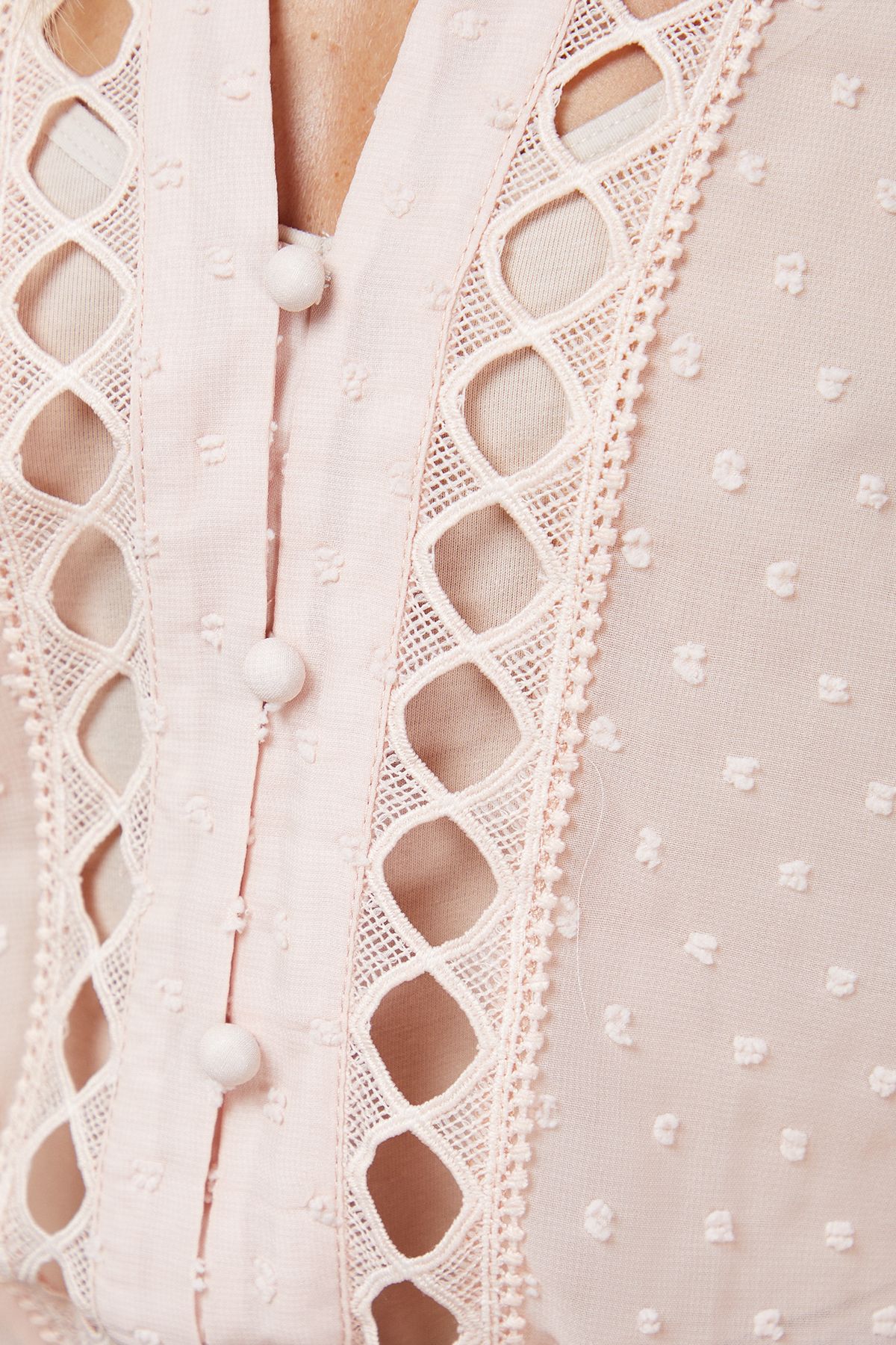 Oasis Dobby Chiffon Trim Detail Button Down Blouse Rose image 5