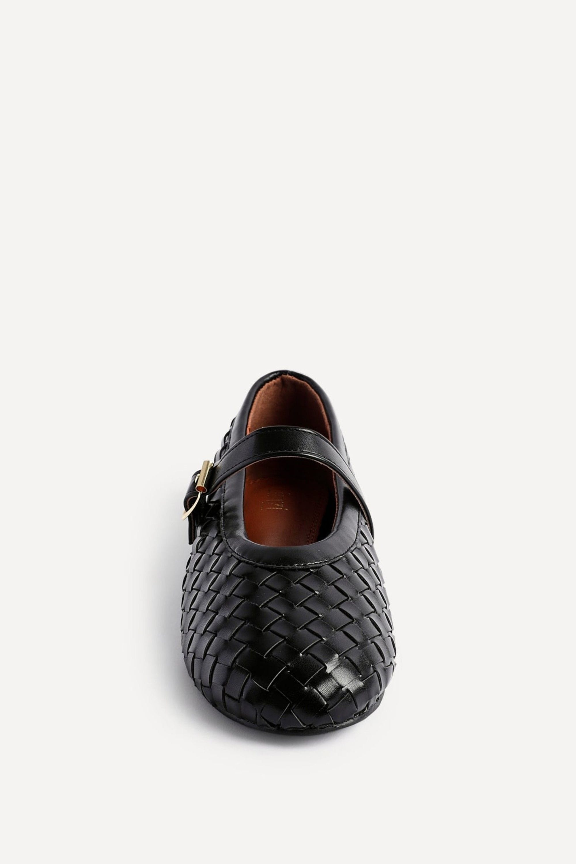 Linzi Daily Black Faux Leather Woven Mary Jane Pump image 4