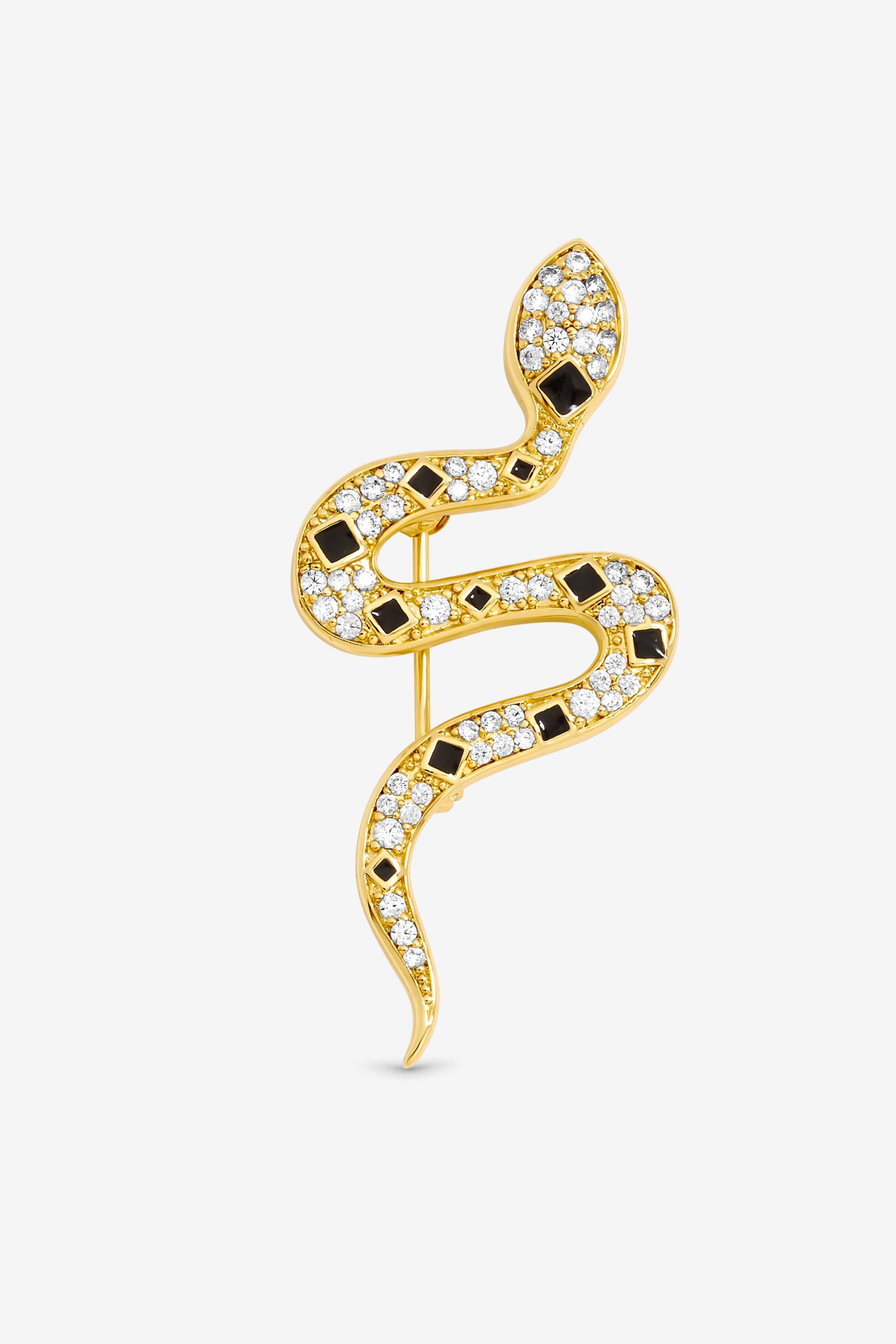 Jon Richard Gold Plated Crystal and Jet Snake Brooch - Gift Box image 2