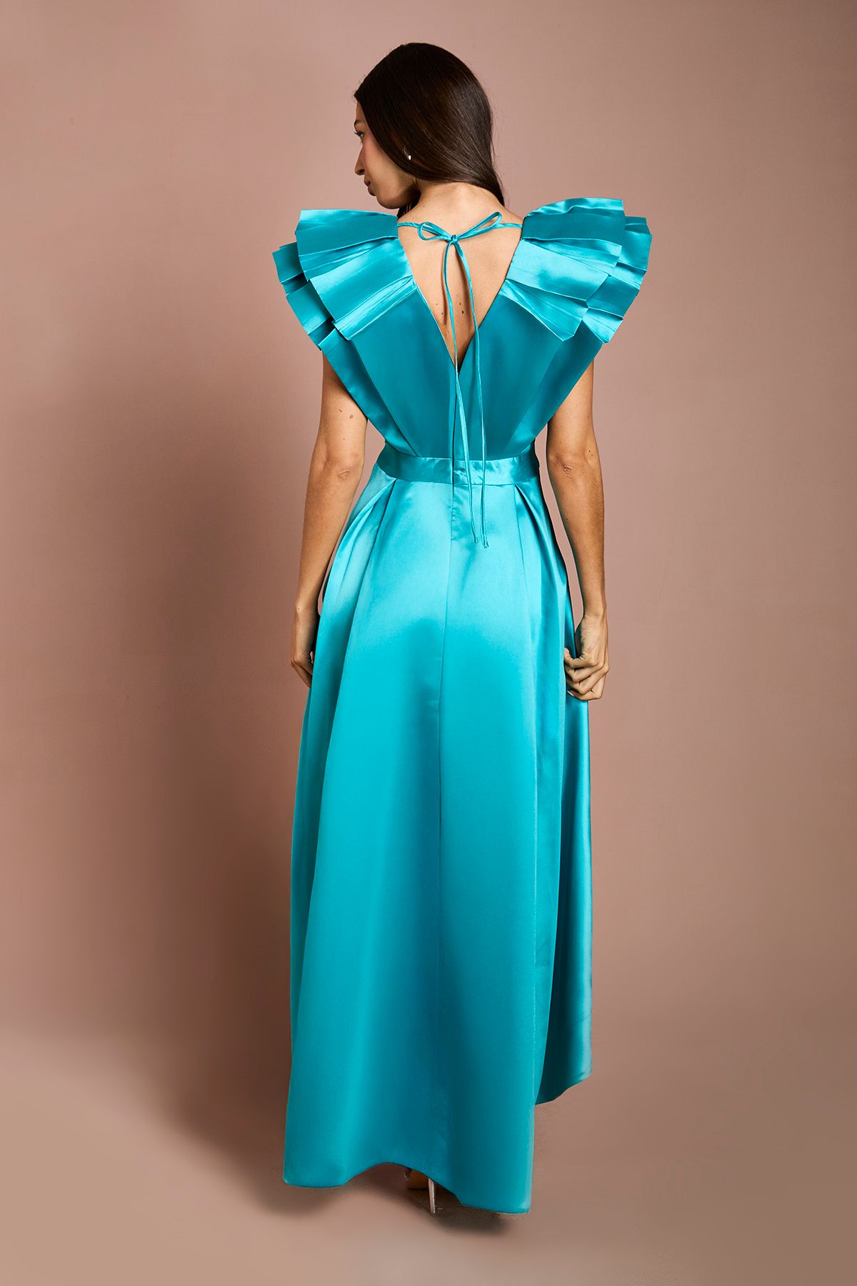 Coast Frill Sleeve V Neck Midi Dress Teal image 3