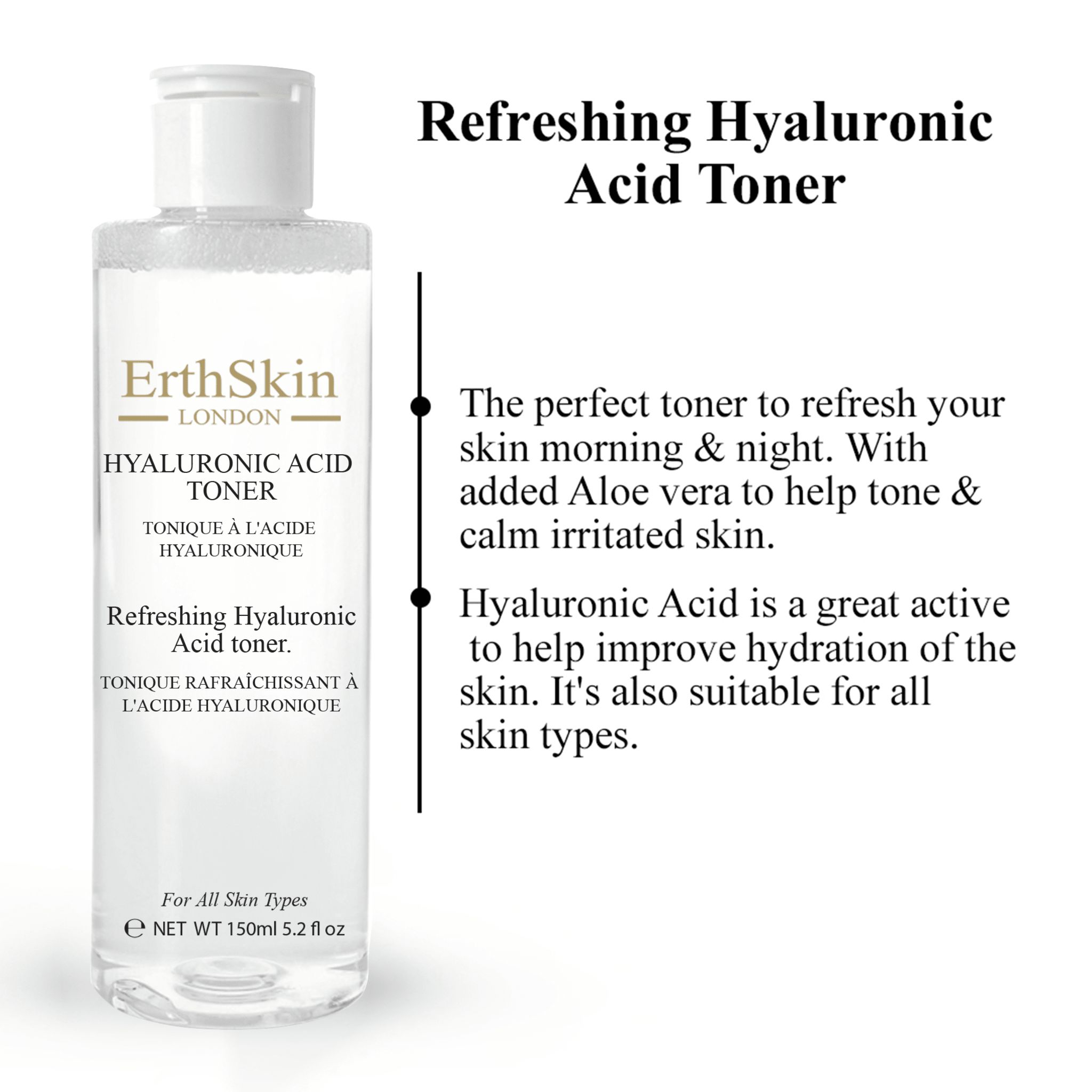 Erth Skin London Refreshing Hyaluronic Acid Toner 150ml image 2