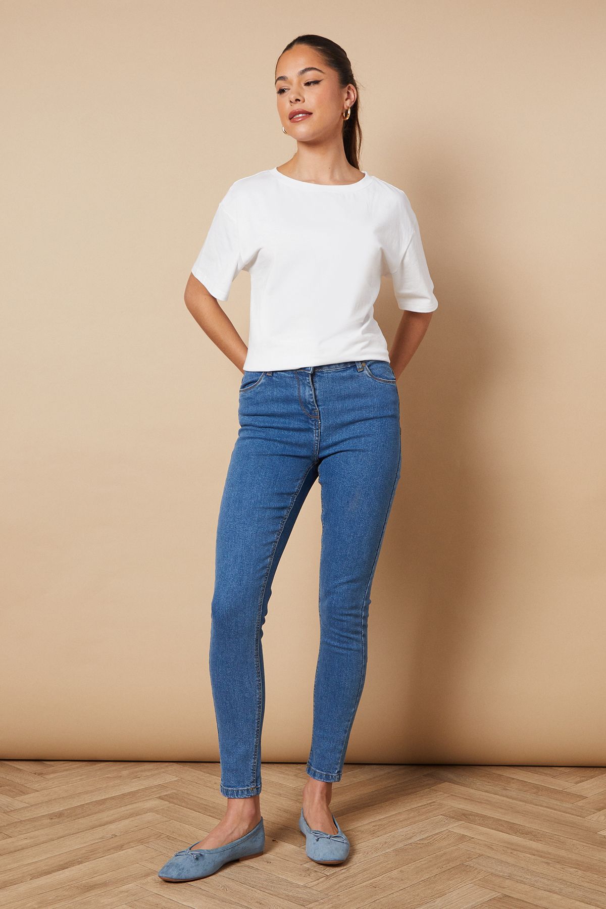 Oasis Mid Wash Jade Mid Rise Skinny Jeans PLT