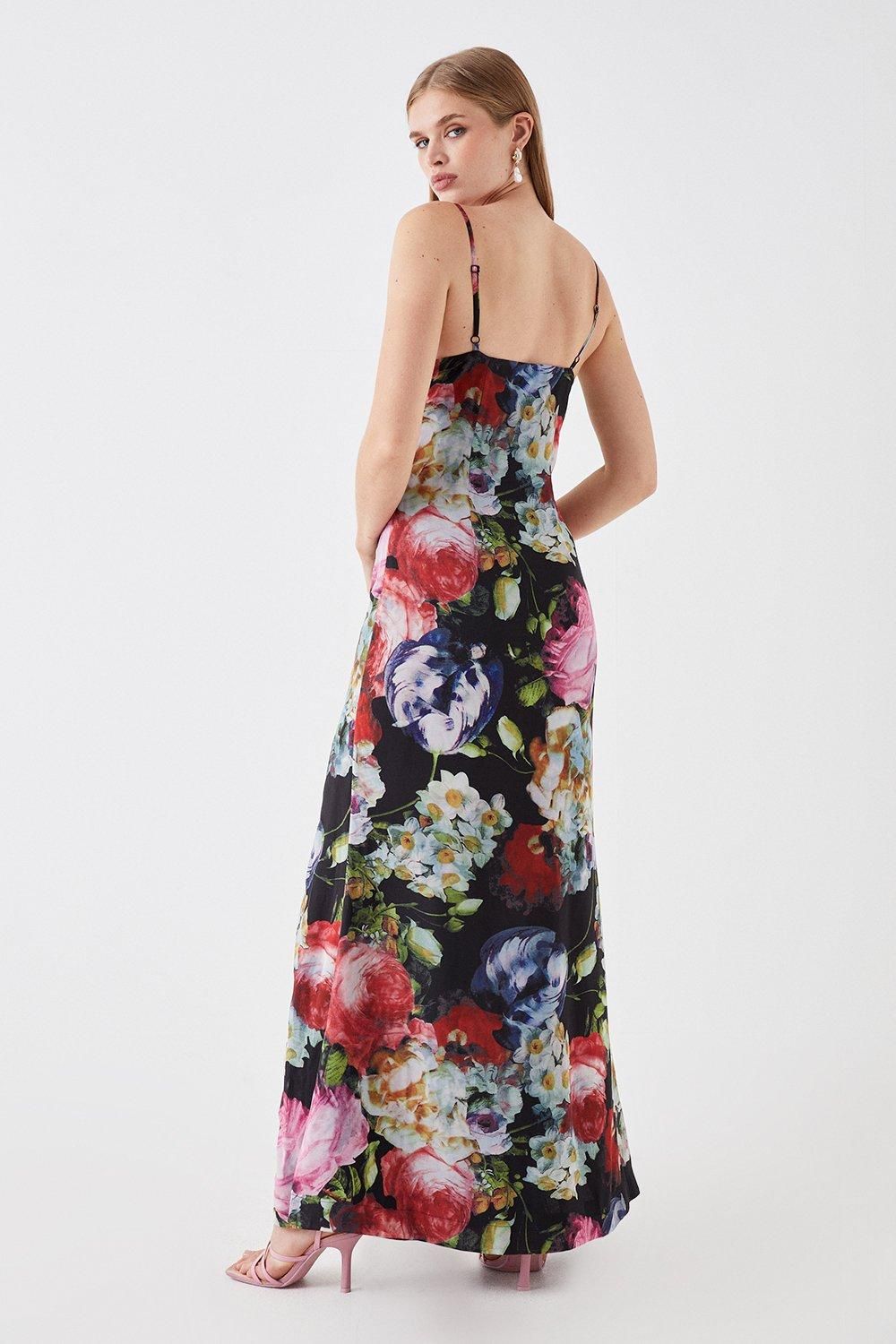 Coast Sophie Habboo Printed Chiffon Cowl Neck Maxi Dress Black image 4