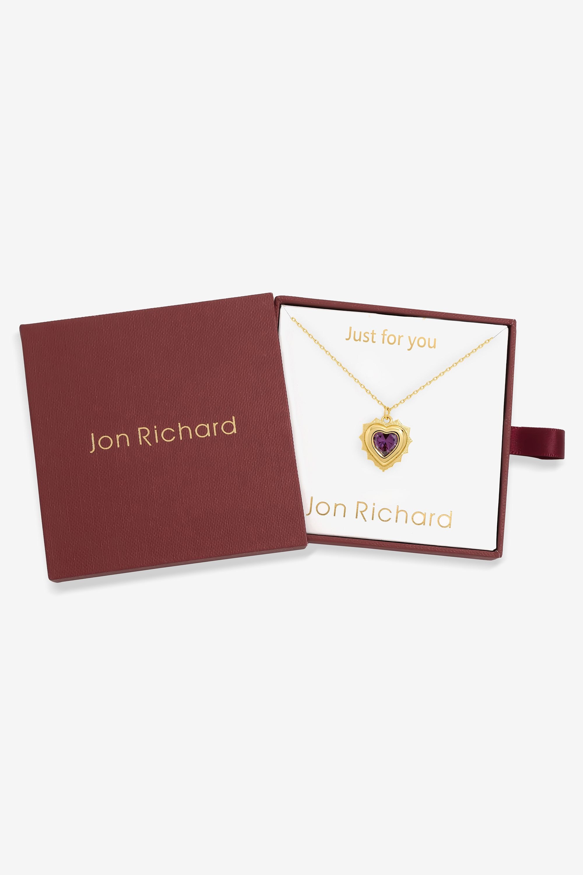 Jon Richard 14Ct Real Gold Plated Heart Birthstone Pendant - December - Gift Boxed