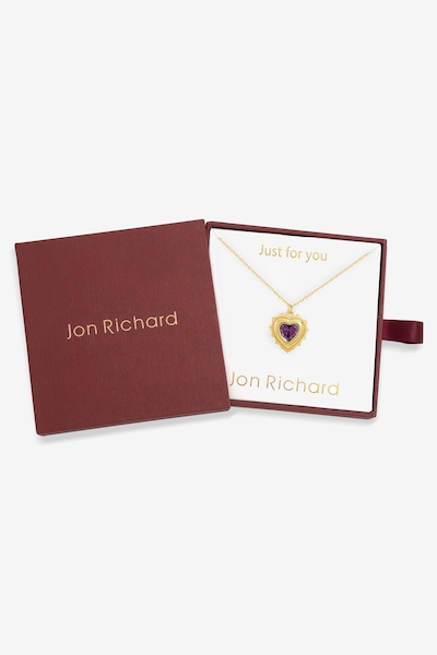 Jon Richard 14Ct Real Gold Plated Heart Birthstone Pendant - December - Gift Boxed