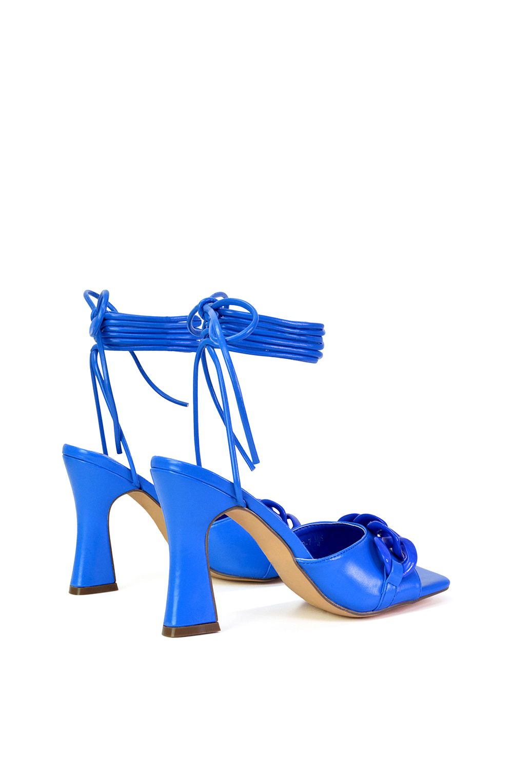 XY London 'Rhegan' Lace Up Chain Detail Square Toe Block High Heel Sandals image 3