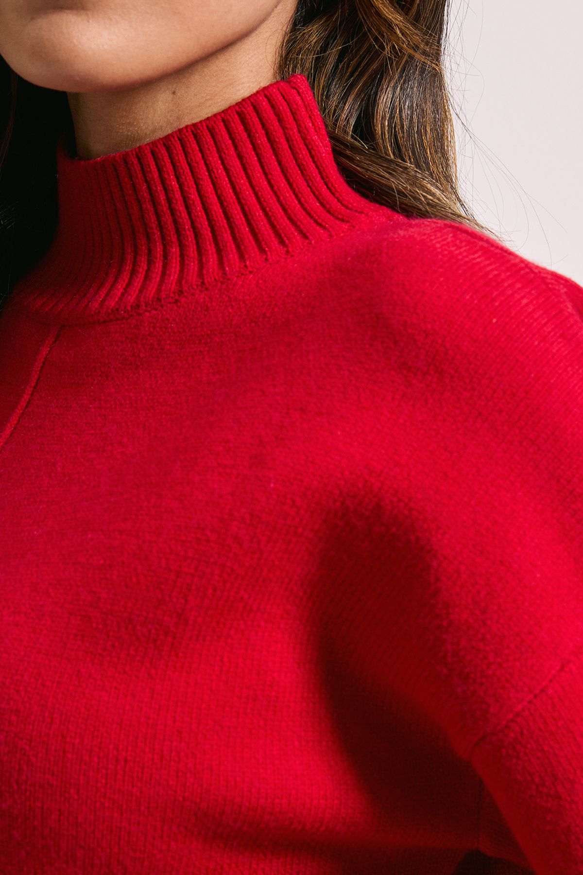 Dorothy Perkins Funnel Neck Exposed Seam Jumper Red image 5