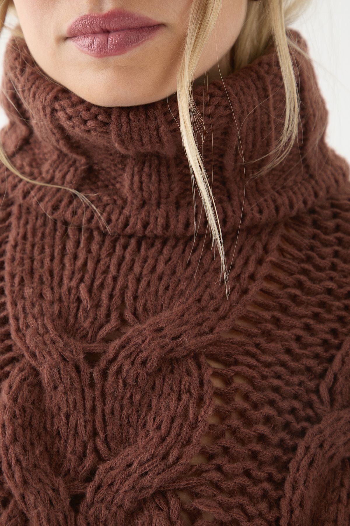 MissPap Chunky Cable Knitted Jumper Chocolate image 5