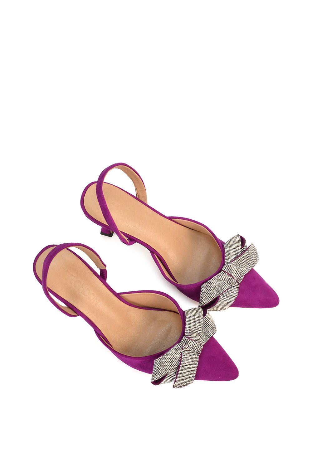 XY London 'Victoria' Diamante Bow Stiletto Slingback High Heel Shoes image 6