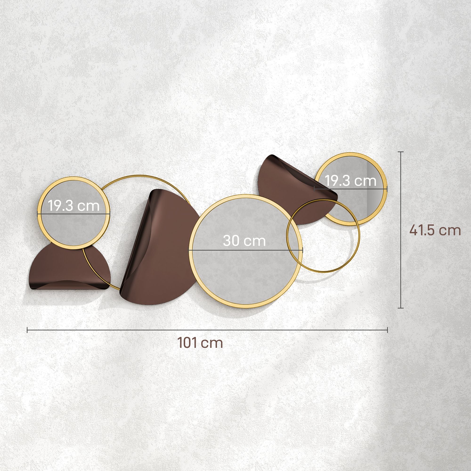 HOMCOM Metal Wall Art, Decorative Mirror Decor for Living Room, Gold Tone image 3