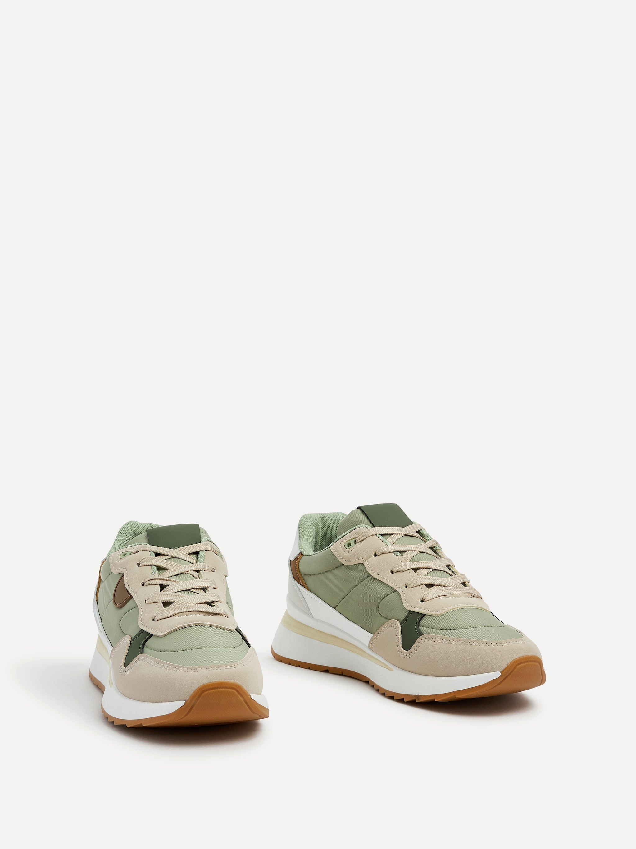 Linzi Clapham Khaki Two-Tone Wedged Trainer image 3