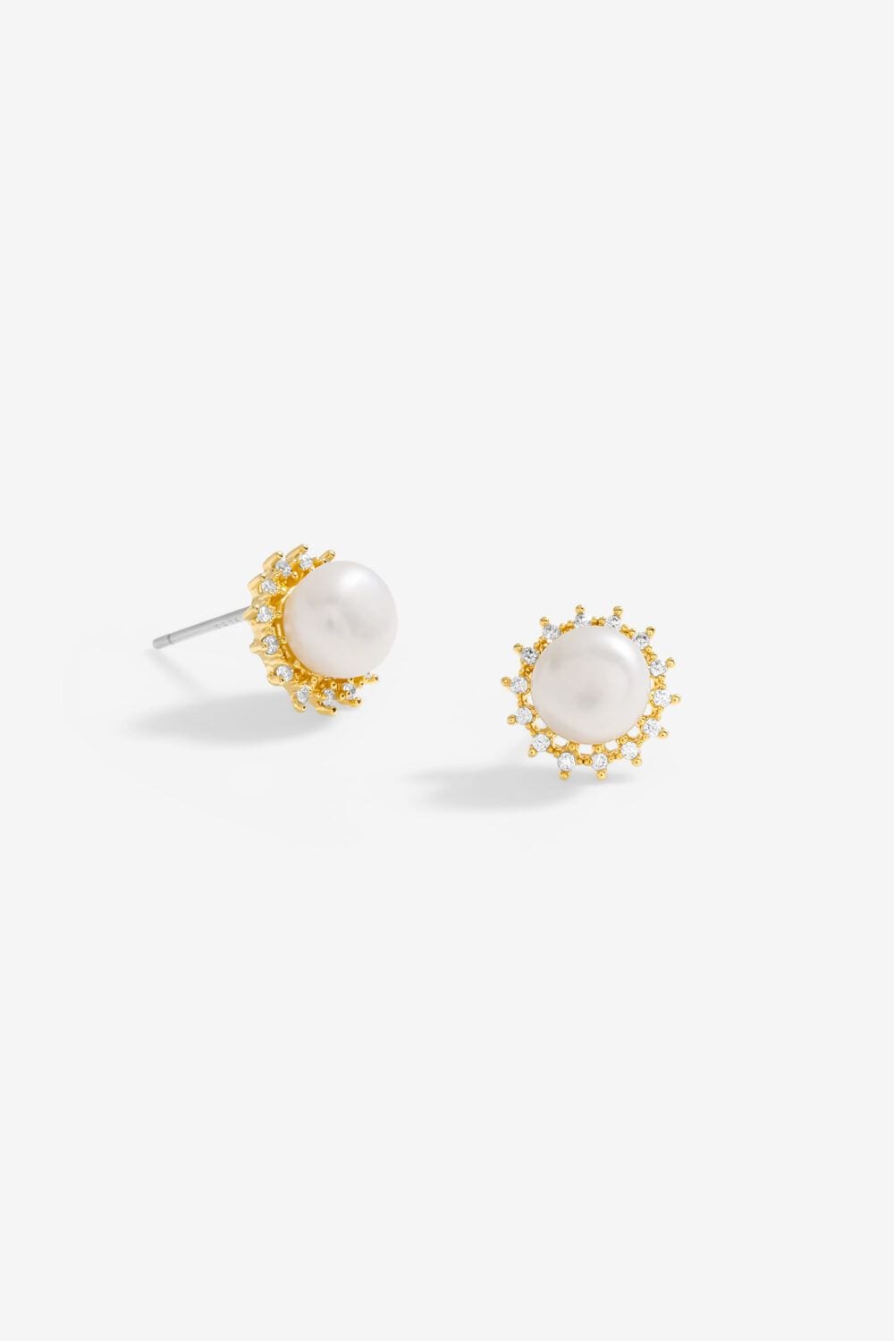 Jon Richard Gold Plated Cubic Zirconia And Pearl Mini Stud Earrings image 1