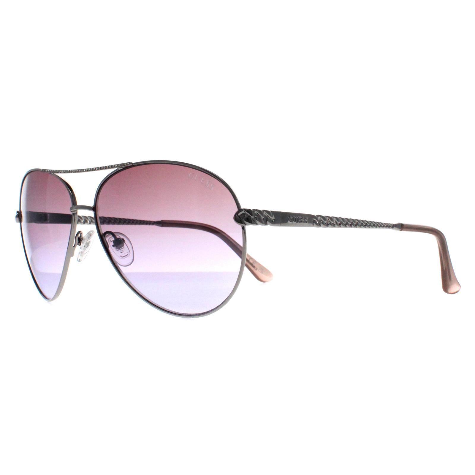 Guess Aviator Shiny Silver With Crystal Stones Violet Gradient GU7470-S image 2