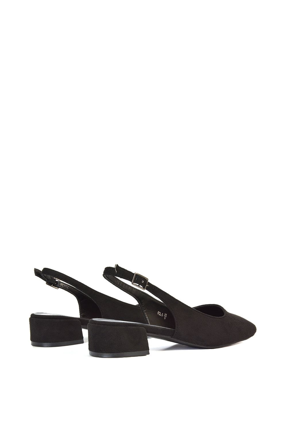XY London 'Jilly' Square Toe Slingback Low Block Heel Court Shoes image 6