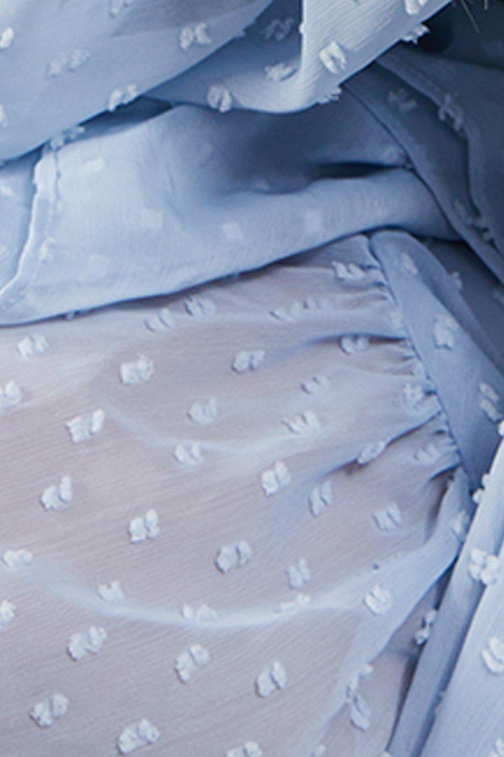 Warehouse Dobby Chiffon Ruffle High Low Hem Midi Dress Blue image 5