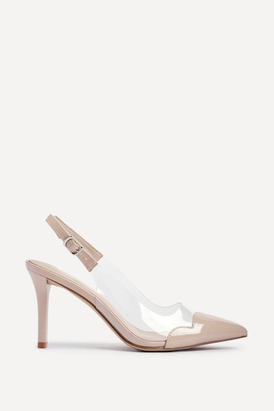Linzi Nolita Nude Perspex Patent Mix Slingback Court Heels