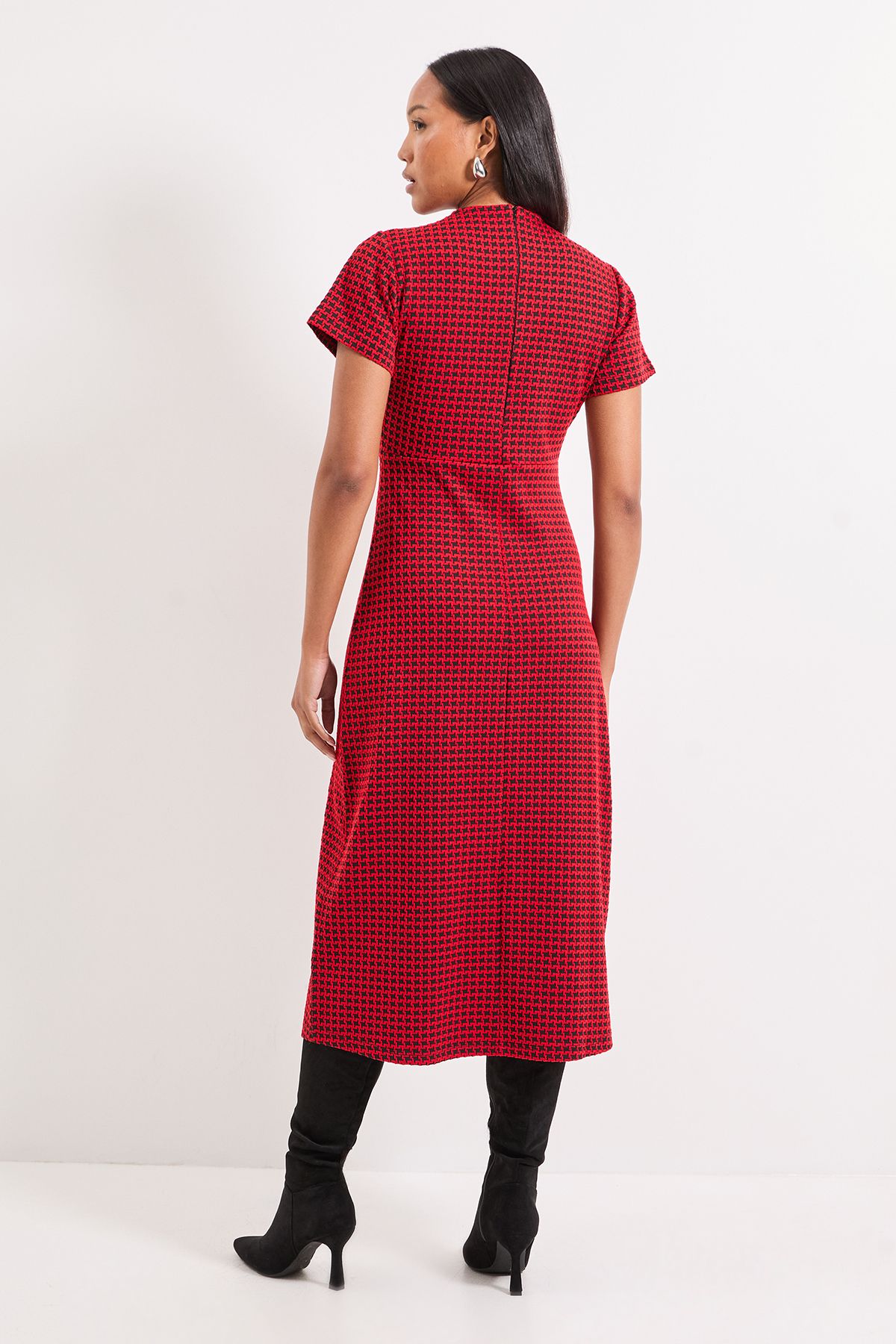 Principles Red Keyhole Detail Geo Ponte Midi Dress Red image 3