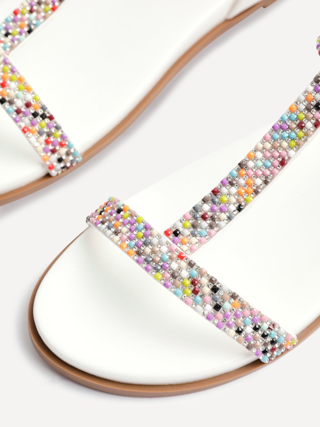 Linzi Lois White Faux Leather T-Bar Flat Sandal image 5