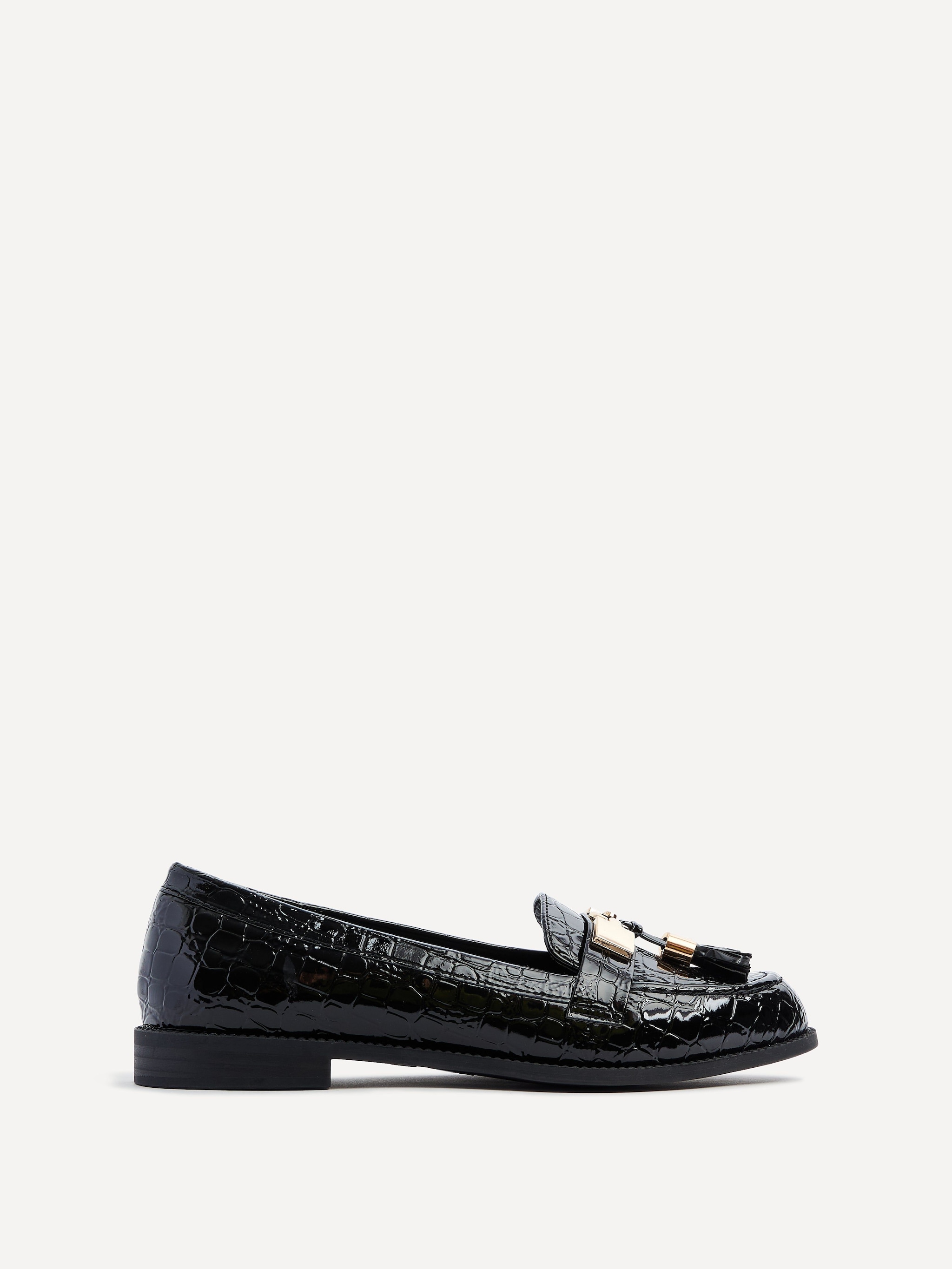 Linzi Tonia Black Croc Patent Classic Loafer image 1