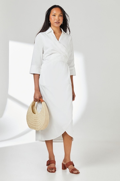 Principles Wrap Skirt Collared Shirt Dress Ivory