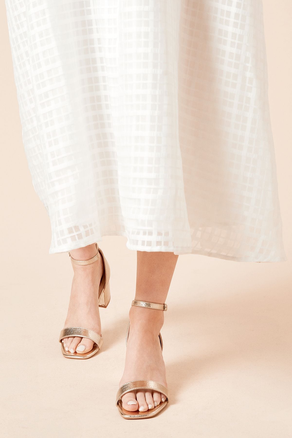 Dorothy Perkins Sammy Barely There Low Block Heel Sandals Gold image 2