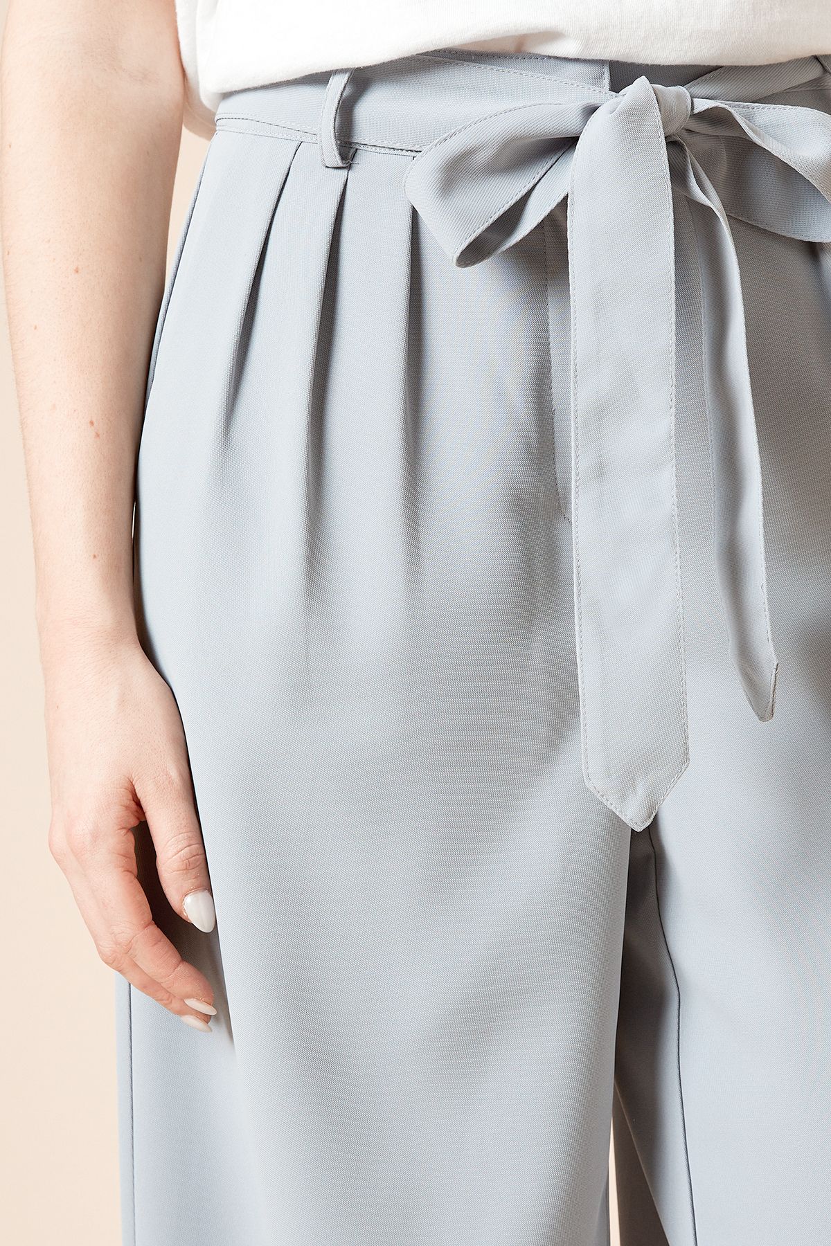 Dorothy Perkins Pleated Belted Wide Leg Trouser Washed Blue image 3