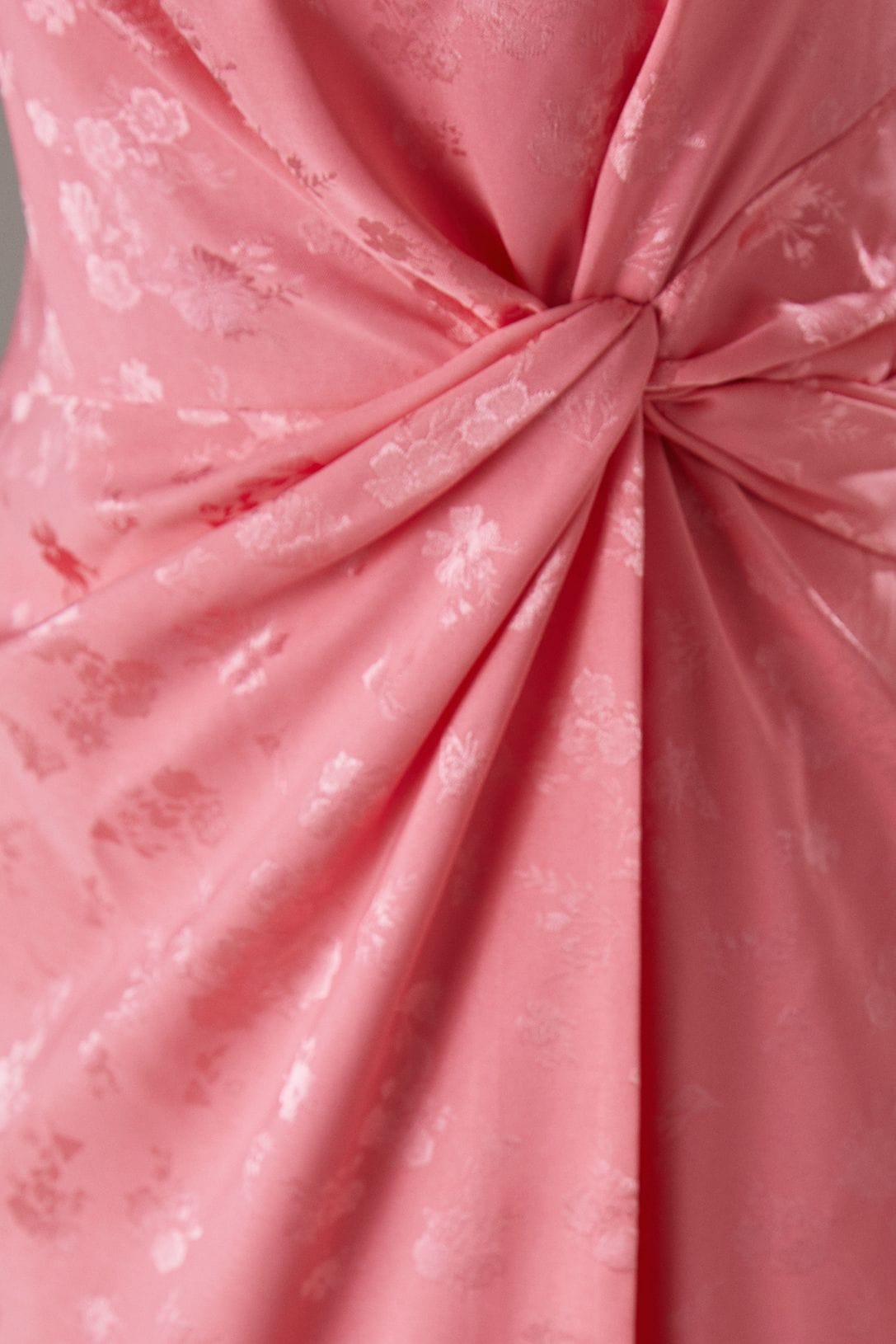 Warehouse Satin Jacquard Feather Twist Front Cowl Back Midi Dress Pink image 4