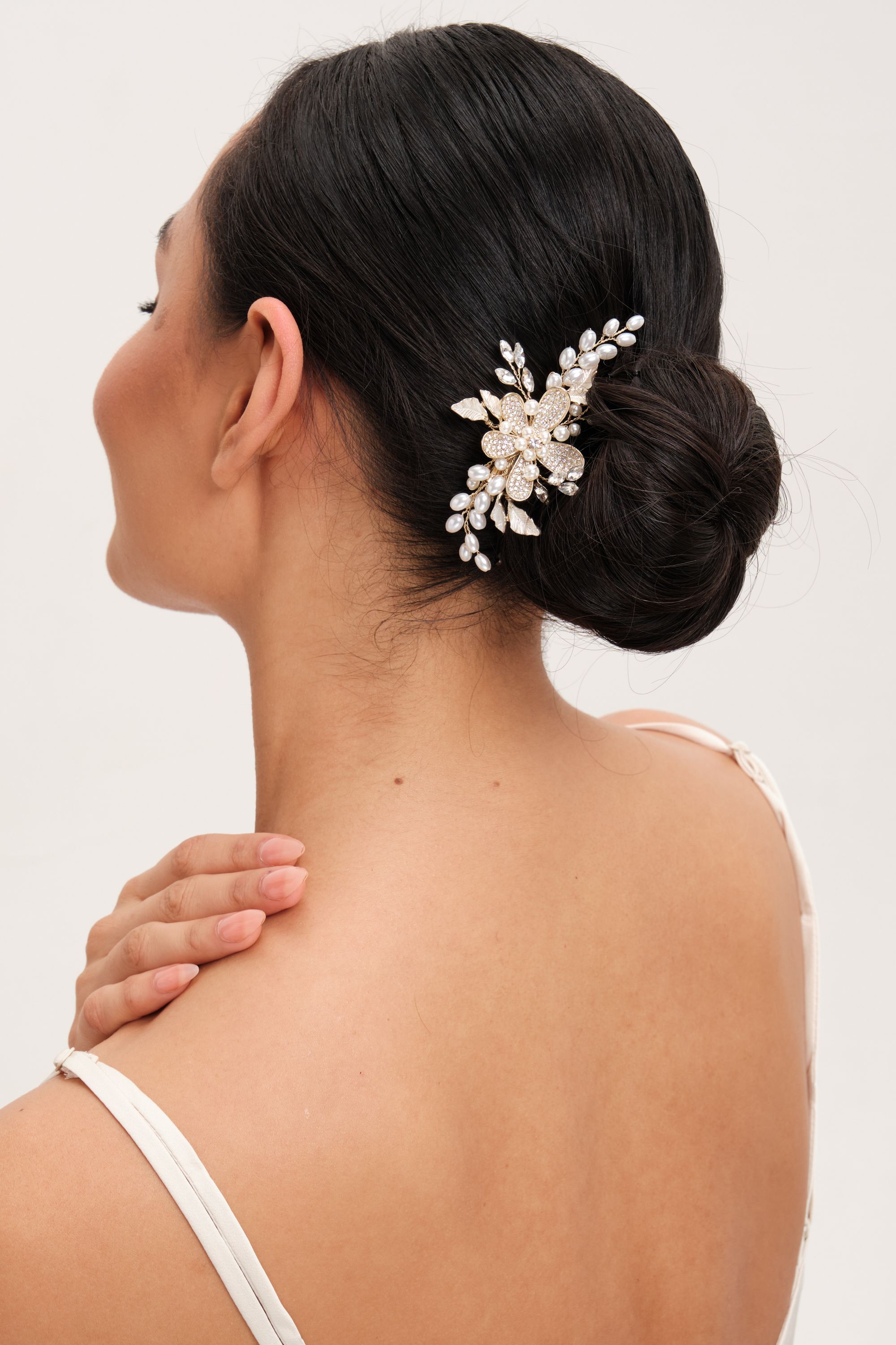 Jon Richard Gold Plated Floral And Pearl Hair Slide image 2