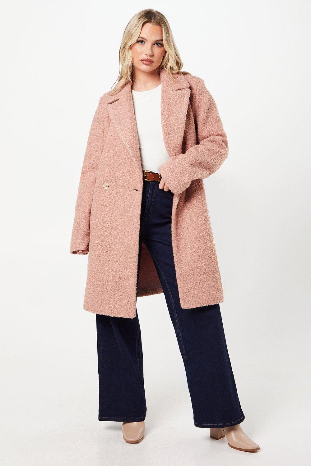 Dorothy Perkins Tall Teddy Boyfriend Coat Blush image 1