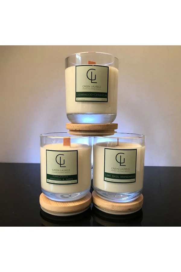KDMD Premium Glass Candle With Crackle Wick And Scent Blend
