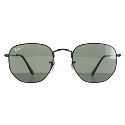 Ray-Ban Square Polished Black Green Polarized Hexagonal RB3548N