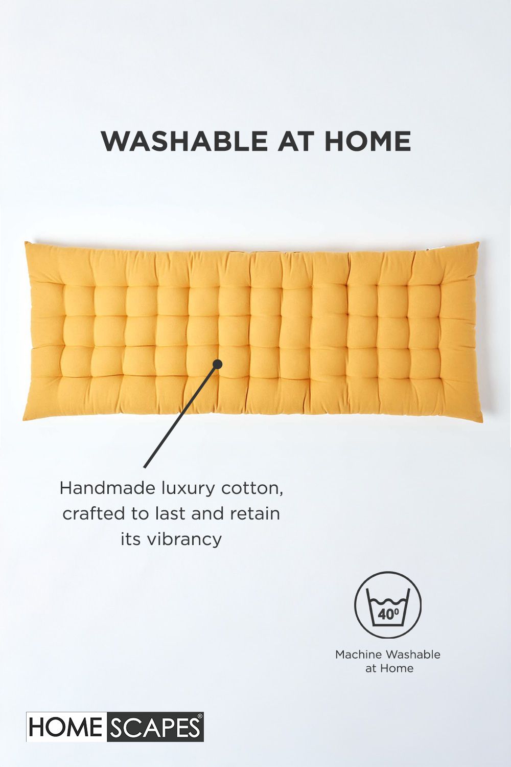 Homescapes Garden Bench Cushion Luxury 2 Seater Cotton Indoor Outdoor Pad, 108 x 42cm image 6